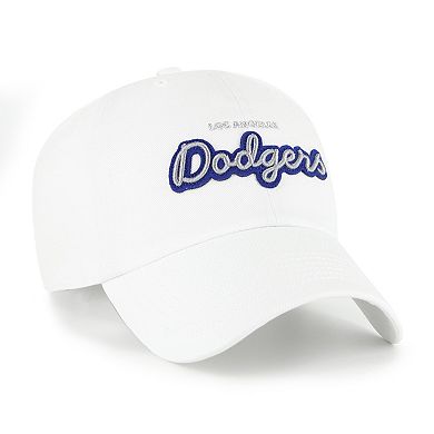 Women's '47 White Los Angeles Dodgers Trendy Script Clean Up Adjustable Hat
