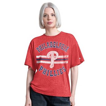 Women's Starter Red Philadelphia Phillies Jump Shot Boyfriend Tri-Blend T-Shirt