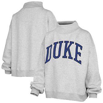 Women's Pressbox Gray Duke Blue Devils Oversized Nelson Mock Neck Sweatshirt