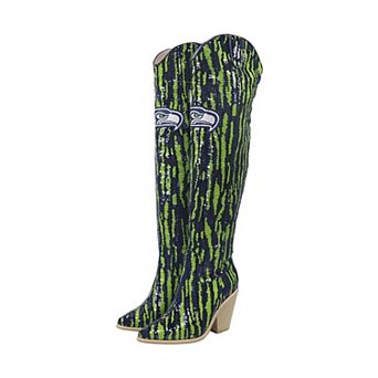Cuce Seattle Seahawks Over-the-Knee Two-Tone Sequin Boots