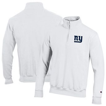 Men's Champion White New York Giants Powerblend Quarter-Zip Pullover