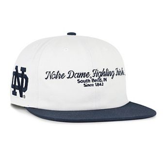 Men's '47 White/Navy Notre Dame Fighting Irish Script Stack Relaxed Captain Snapback Hat