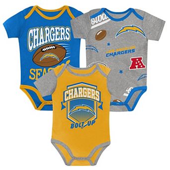 Newborn Outerstuff Los Angeles Chargers First Round Pick Three-Piece Creeper Set