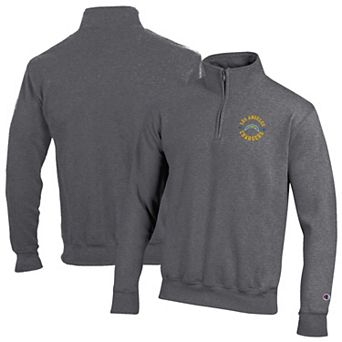 Men's Champion Heather Gray Los Angeles Chargers Powerblend Quarter-Zip Pullover