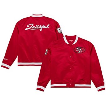 Women's Mitchell & Ness Scarlet San Francisco 49ers 80th Anniversary Satin Full-Snap Jacket