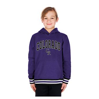 Youth New Era Purple Colorado Rockies Knit Trim Pullover Hoodie