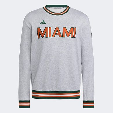 Men's adidas Gray Miami Hurricanes Dugout Collection Sweatshirt
