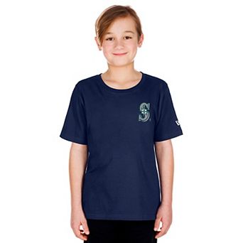 Youth New Era Navy Seattle Mariners Cartoon Logo T-Shirt