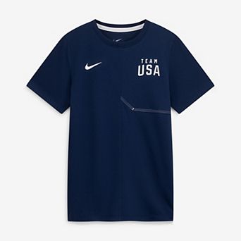 Youth Nike Navy Team USA Sideline UV Dri-FIT Coaches Shirt