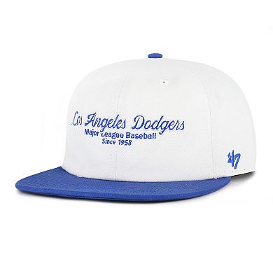 Men's '47 White/Royal Los Angeles Dodgers Script Stack Relaxed Captain Snapback