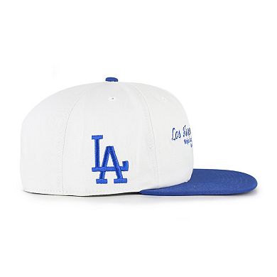 Men's '47 White/Royal Los Angeles Dodgers Script Stack Relaxed Captain Snapback