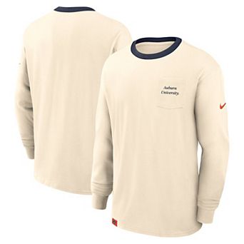 Men's Nike Natural Auburn Tigers Athletic Prep Max90 Pocket Logo Long Sleeve T-Shirt