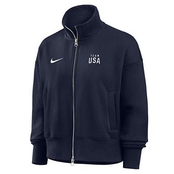 Women's Nike Navy Team USA Oversized Phoenix Fleece Full-Zip Track Jacket
