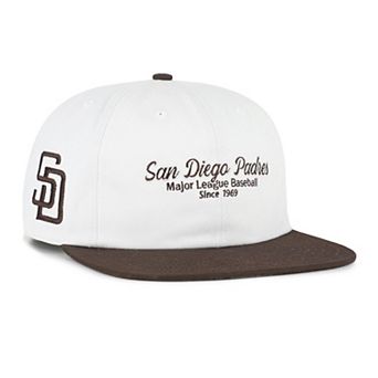 Men's '47 White/Brown San Diego Padres Script Stack Relaxed Captain Snapback