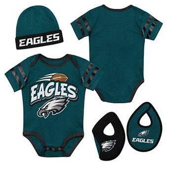 Newborn Outerstuff Midnight Green Philadelphia Eagles Pint Prodigy Three Piece Creeper Set