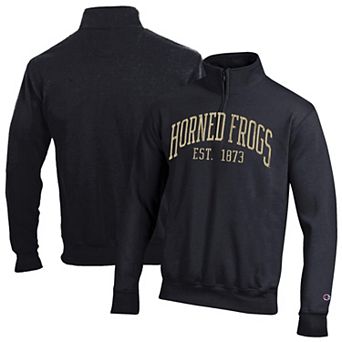 Men's Champion Black TCU Horned Frogs Powerblend Quarter-Zip Pullover