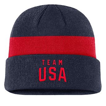 Men's Nike Navy Team USA Stripe Terra Cuffed Knit Hat
