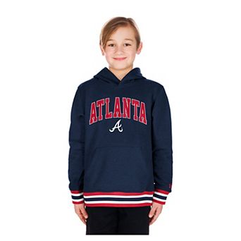 Youth New Era Navy Atlanta Braves Knit Trim Pullover Hoodie