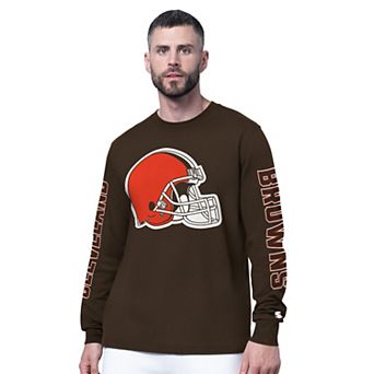 Men's Starter Brown Cleveland Browns Clutch Hit II Long-Sleeve T-Shirt