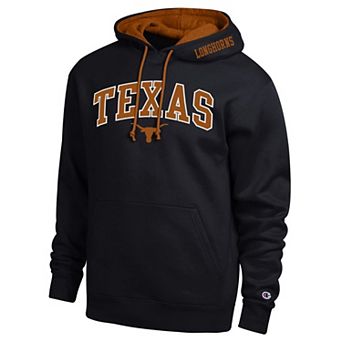 Men's Champion Black Texas Longhorns Arch Tackle Twill Hoodie