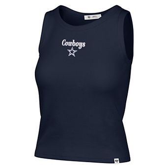 Women's '47 Navy Dallas Cowboys Cropped Straight Cut Ribbed Baby Tank Top