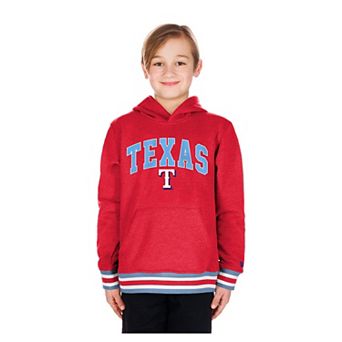 Youth New Era Red Texas Rangers Knit Trim Pullover Hoodie
