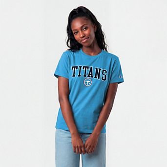 Women's Champion Light Blue Tennessee Titans Arched Over Logo T-Shirt