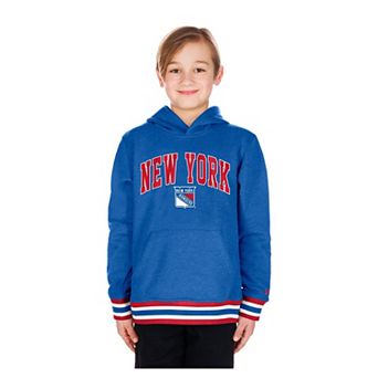 Youth New Era Blue New York Rangers Knit Trim Pullover Hoodie