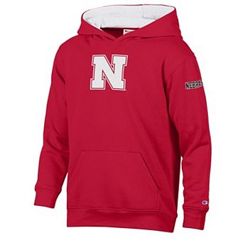 Youth Champion Scarlet/White Nebraska Huskers Volume Fleece Hoodie