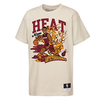 Youth Mitchell & Ness Giannis Antetokounmpo Natural Miami Heat Fired Up T-Shirt