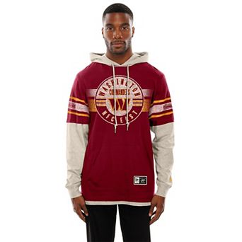 Men's New Era Burgundy Washington Commanders Twofer Layered Long Sleeve Hoodie T-Shirt