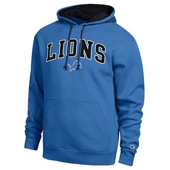 Men's Champion Blue/Black Detroit Lions Contrast Hoodie