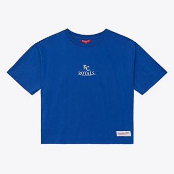 Women's Mitchell & Ness Royal Kansas City Royals Core Essentials Boxy Crop T-Shirt