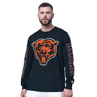 Men's Starter Navy Chicago Bears Clutch Hit II Long-Sleeve T-Shirt