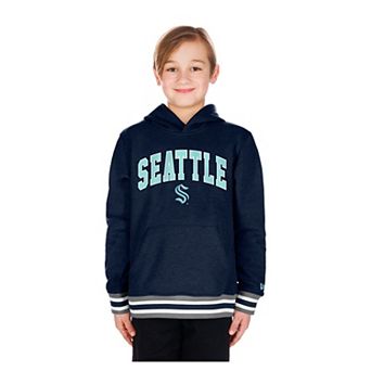 Youth New Era Deep Sea Blue Seattle Kraken Knit Trim Pullover Hoodie