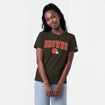Women's Champion Brown Cleveland Browns Arched Over Logo T-Shirt