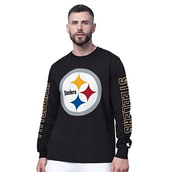 Men's Starter Black Pittsburgh Steelers Clutch Hit II Long-Sleeve T-Shirt