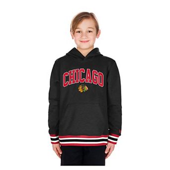 Youth New Era Black Chicago Blackhawks Knit Trim Pullover Hoodie