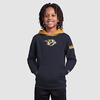 Youth Champion Navy/Gold Nashville Predators Volume Fleece Hoodie