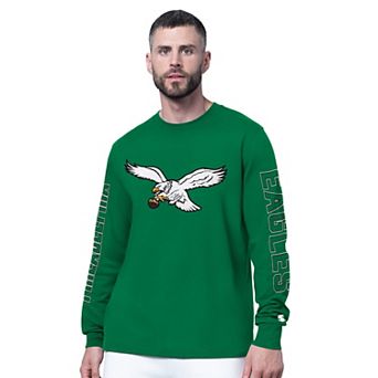 Men's Starter Kelly Green Philadelphia Eagles Clutch Hit II Vintage Logo Long-Sleeve T-Shirt