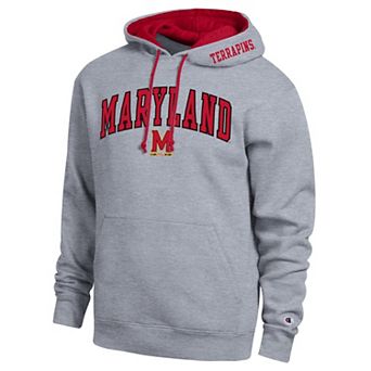 Men's Champion Heather Gray Maryland Terrapins Arch Tackle Twill Hoodie