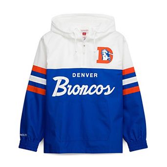 Men's Mitchell & Ness Royal Denver Broncos Head Coach Anorak Quarter-Zip Windbreaker Jacket