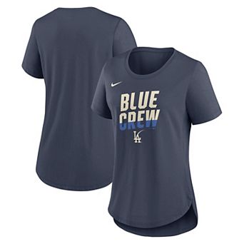 Women's Nike Navy Los Angeles Dodgers City Connect Team Phrase Lockup Tri-Blend T-Shirt