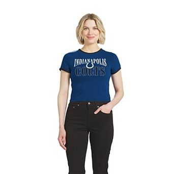 Women's WEAR by Erin Andrews Royal Indianapolis Colts Cropped Ringer Baby T-Shirt
