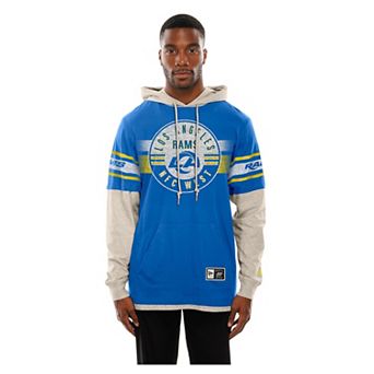 Men's New Era Royal Los Angeles Rams Twofer Layered Long Sleeve Hoodie T-Shirt