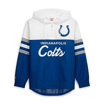 Men's Mitchell & Ness Royal Indianapolis Colts Head Coach Anorak Quarter-Zip Windbreaker Jacket