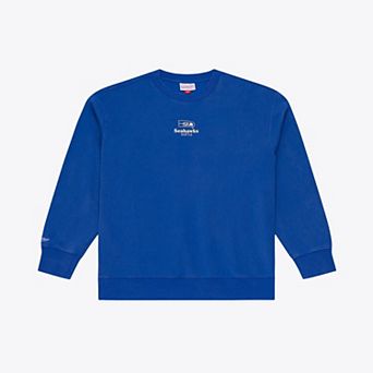 Men's Mitchell & Ness Royal Seattle Seahawks Micro Logo Fleece Sweatshirt