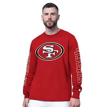 Men's Starter Scarlet San Francisco 49ers Clutch Hit II Long-Sleeve T-Shirt