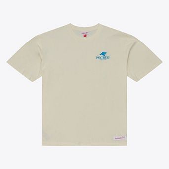 Men's Mitchell & Ness Cream Carolina Panthers Core Essentials Micro Logo T-Shirt