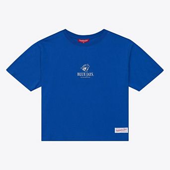 Women's Mitchell & Ness Royal Toronto Blue Jays Core Essentials Boxy Crop T-Shirt